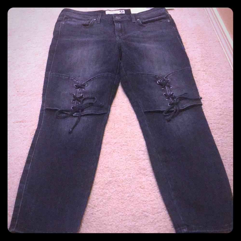 G by guess cropped Marissa lace up jeans 👖